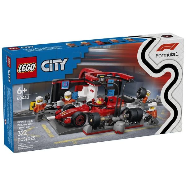 LEGO® City 60443 - F1 Boxenstopp mit Boxencrew und Ferrari Flitzer