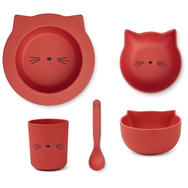 LIEWOOD - Joana Geschirrset 4tlg Cat Apple Red