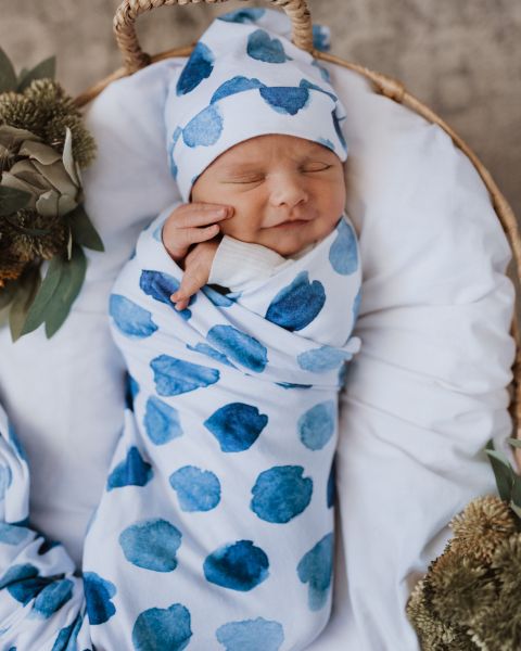 Snuggle Hunny - Swaddledecke Ocean Skies mit Beanie