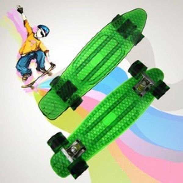 Skateboard 22&quot; Fish Style, grün transparent