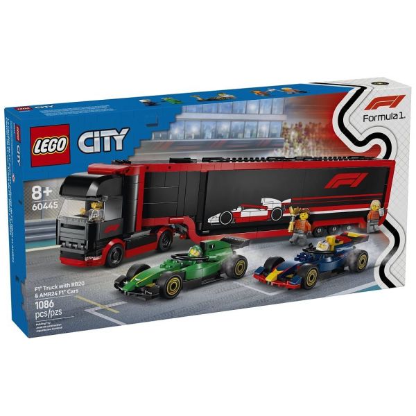 LEGO® City 60445 - F1 Truck with RB20 &amp; AMR24 F1 Cars